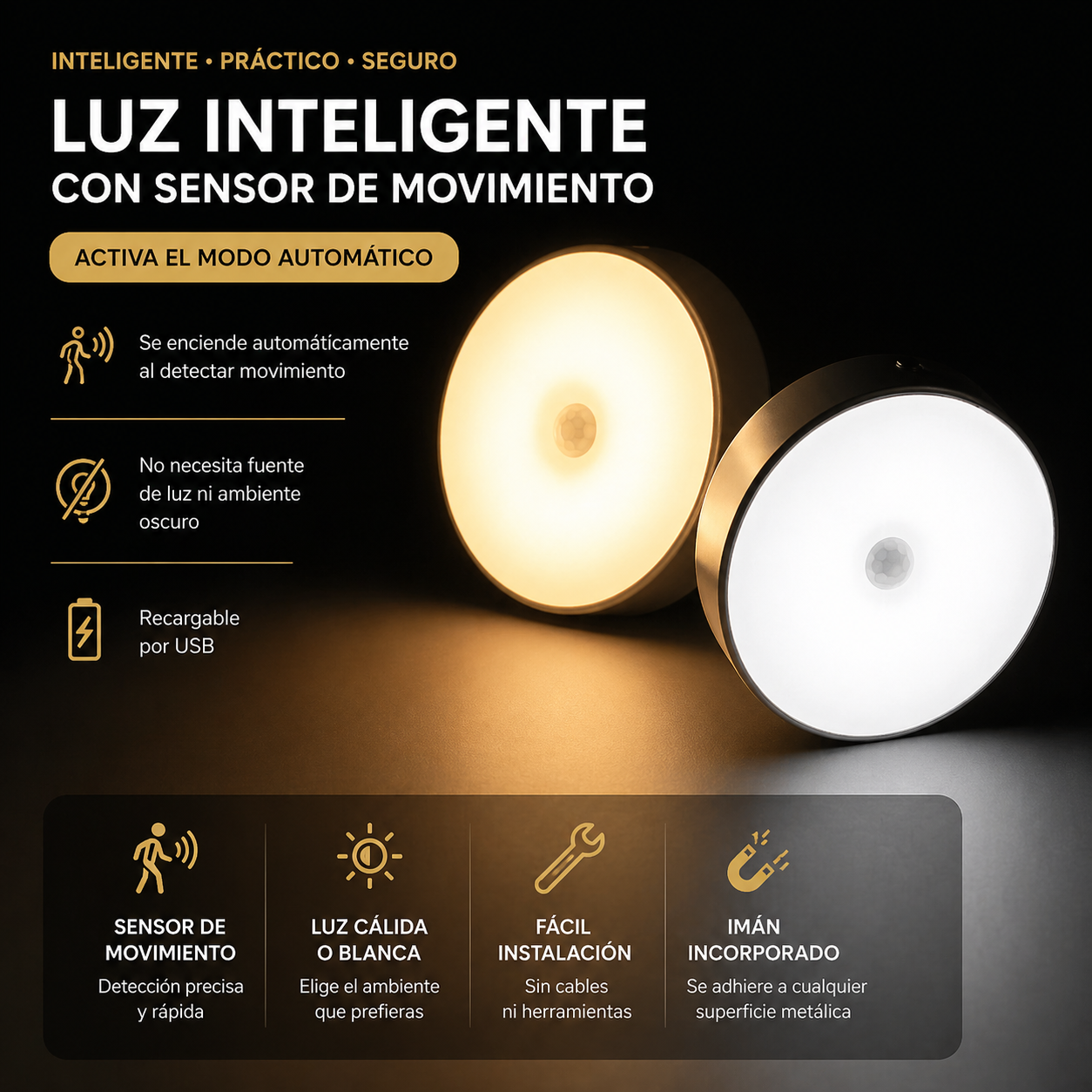 LumiSense Pro – Luz LED Inteligente con Sensor de Movimiento