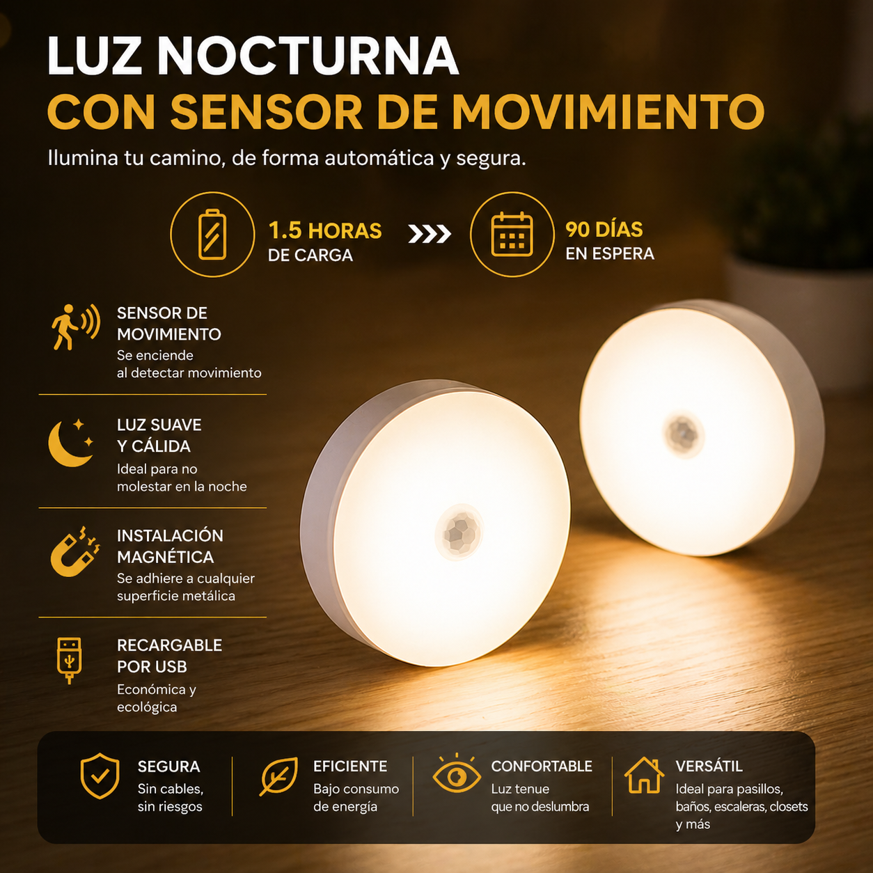 LumiSense Pro – Luz LED Inteligente con Sensor de Movimiento