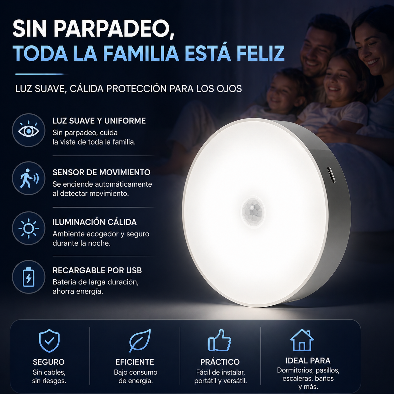 LumiSense Pro – Luz LED Inteligente con Sensor de Movimiento